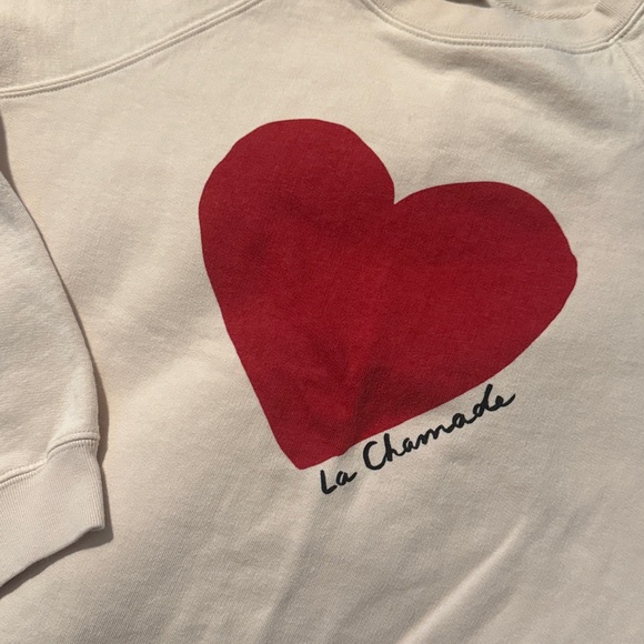 Sézane Graphic La Chamade Small Cream Heart Sweatshirt - Picture 2 of 9
